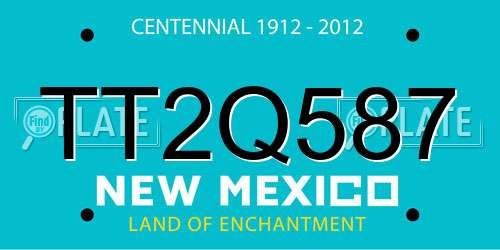 TT2Q587 New Mexico License Plate