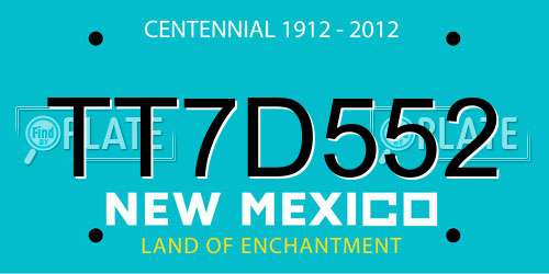 TT7D552 New Mexico License Plate