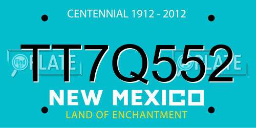 TT7Q552 New Mexico License Plate