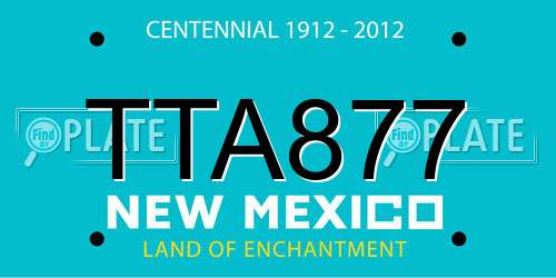 TTA877 New Mexico License Plate