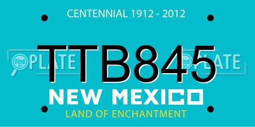 TTB845 New Mexico License Plate