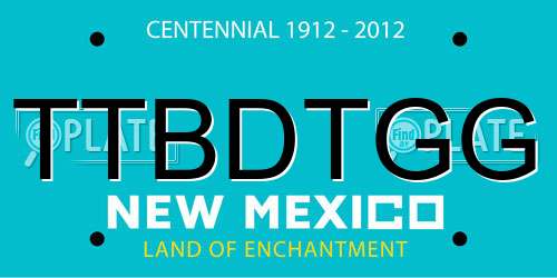 TTBDTGG New Mexico License Plate