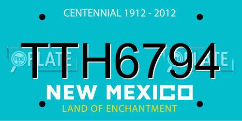 TTH6794 New Mexico License Plate