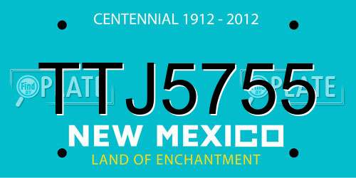 TTJ5755 New Mexico License Plate