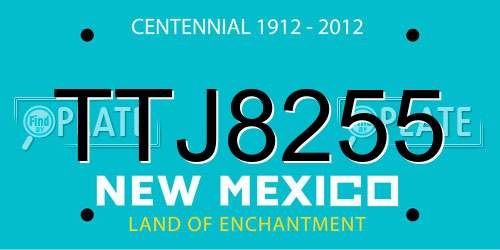 TTJ8255 New Mexico License Plate