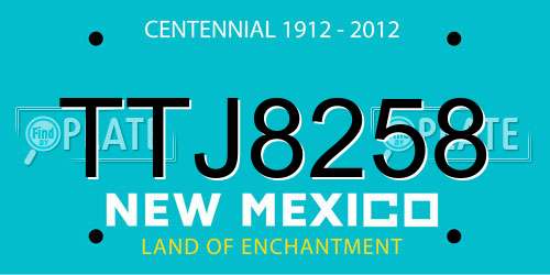 TTJ8258 New Mexico License Plate