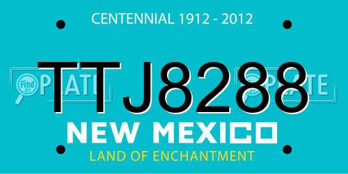 TTJ8288 New Mexico License Plate