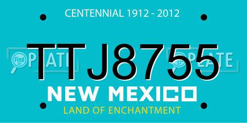 TTJ8755 New Mexico License Plate