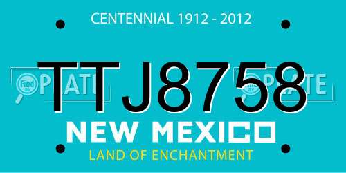 TTJ8758 New Mexico License Plate