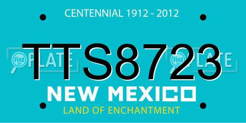 TTS8723 New Mexico License Plate
