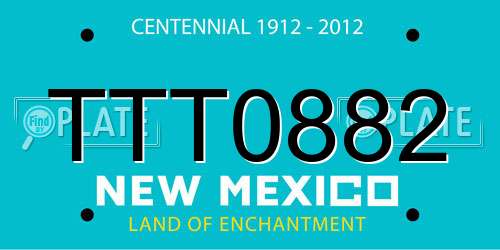 TTT0882 New Mexico License Plate