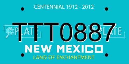 TTT0887 New Mexico License Plate