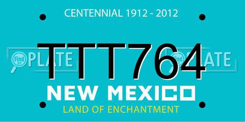 TTT764 New Mexico License Plate