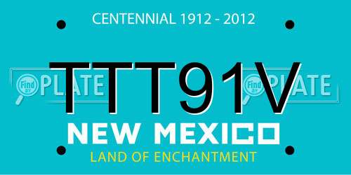 TTT91V New Mexico License Plate