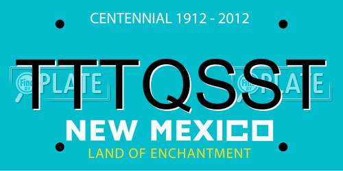 TTTQSST New Mexico License Plate