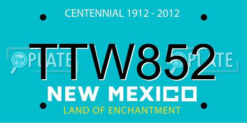TTW852 New Mexico License Plate
