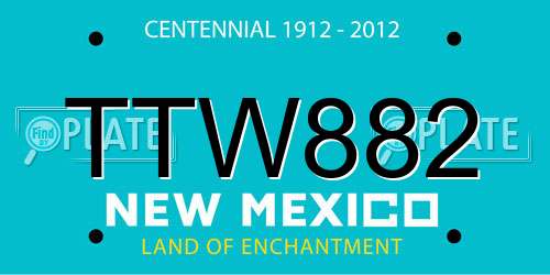 TTW882 New Mexico License Plate