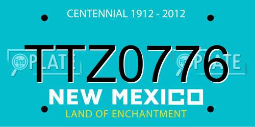 TTZ0776 New Mexico License Plate