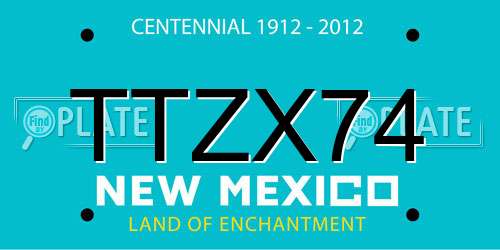 TTZX74 New Mexico License Plate