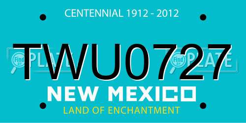 TWU0727 New Mexico License Plate