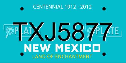 TXJ5877 New Mexico License Plate