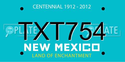 TXT754 New Mexico License Plate