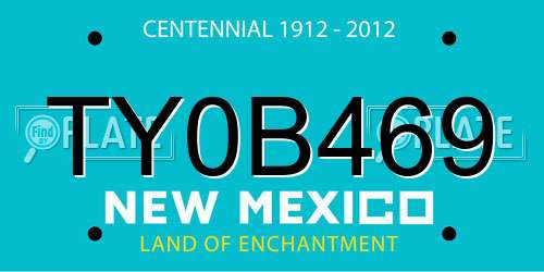 TY0B469 New Mexico License Plate