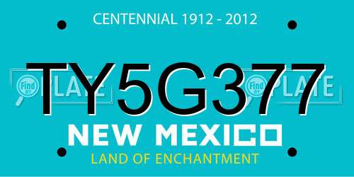 TY5G377 New Mexico License Plate