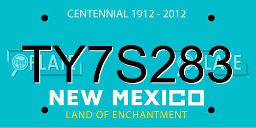 TY7S283 New Mexico License Plate