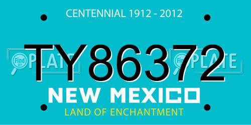 TY86372 New Mexico License Plate