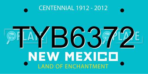 TYB6372 New Mexico License Plate