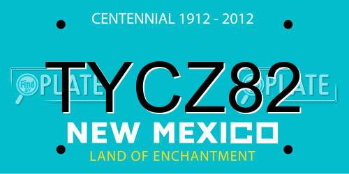TYCZ82 New Mexico License Plate