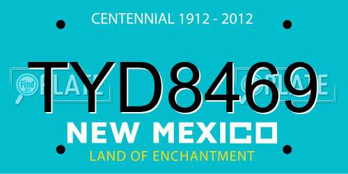 TYD8469 New Mexico License Plate
