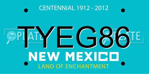 TYEG86 New Mexico License Plate