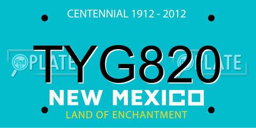 TYG820 New Mexico License Plate