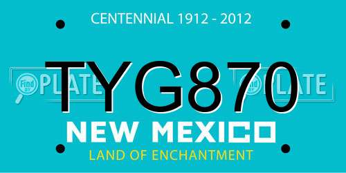 TYG870 New Mexico License Plate