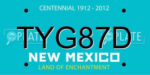 TYG87D New Mexico License Plate