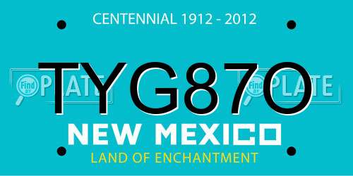 TYG87O New Mexico License Plate