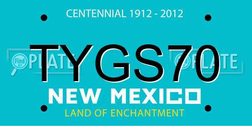 TYGS70 New Mexico License Plate