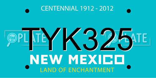 TYK325 New Mexico License Plate