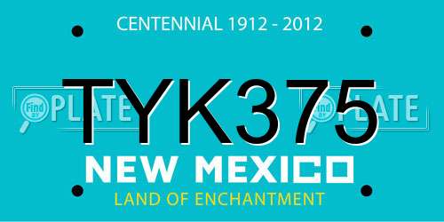 TYK375 New Mexico License Plate