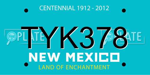 TYK378 New Mexico License Plate