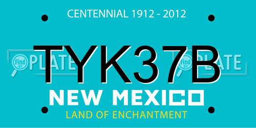 TYK37B New Mexico License Plate