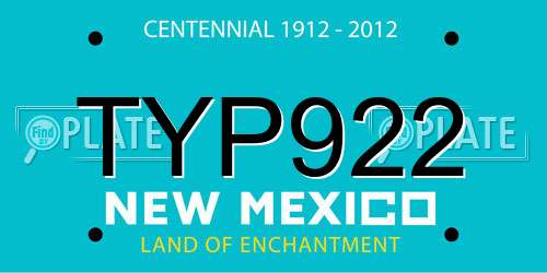 TYP922 New Mexico License Plate