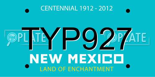 TYP927 New Mexico License Plate