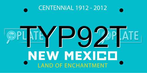TYP92T New Mexico License Plate