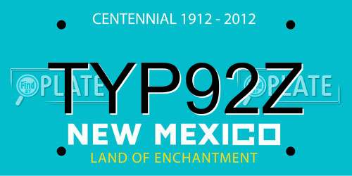 TYP92Z New Mexico License Plate