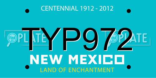 TYP972 New Mexico License Plate