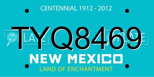TYQ8469 New Mexico License Plate