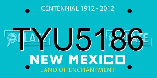 TYU5186 New Mexico License Plate